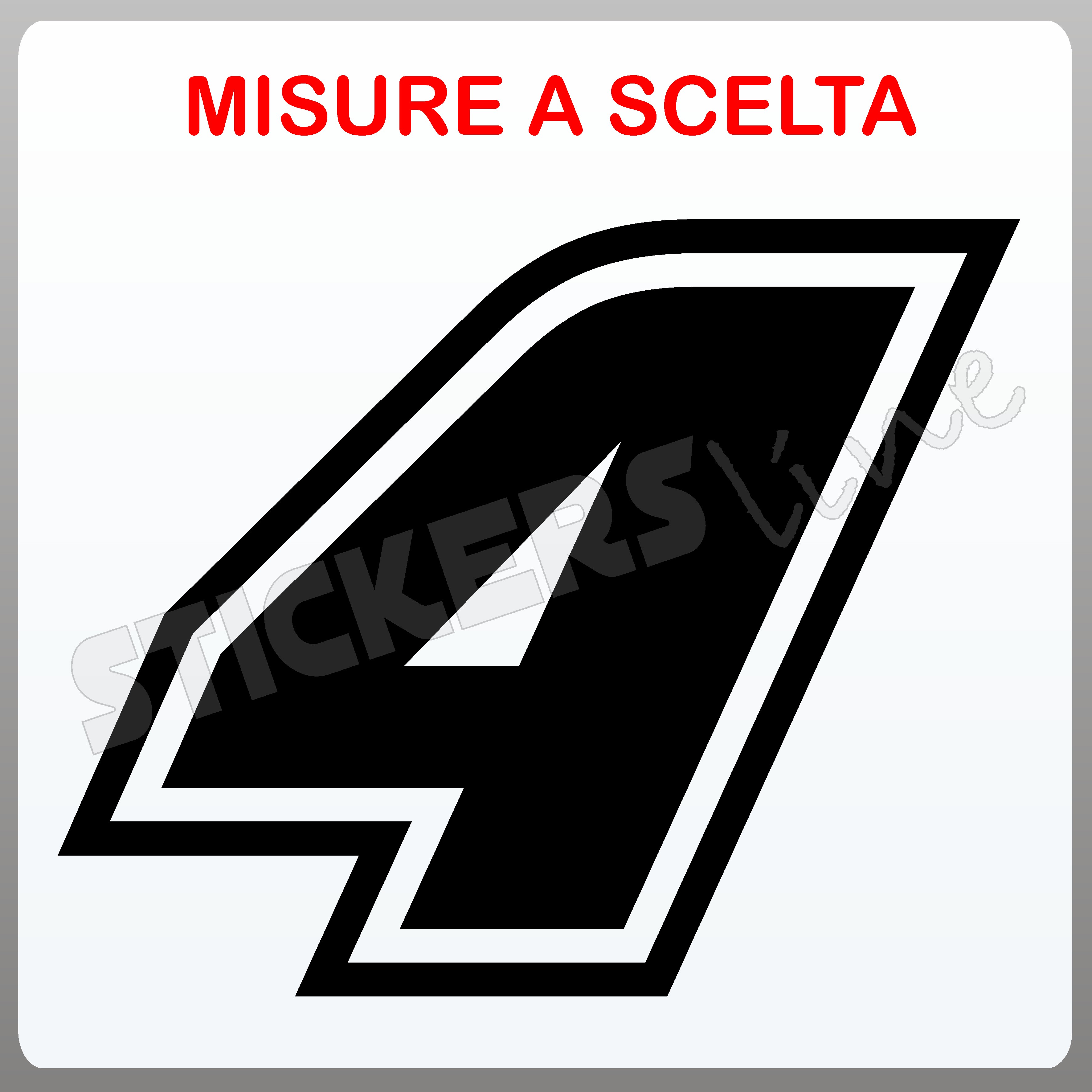 Adesivo Stickers NUMERO 4 moto auto cross gara Giallo & Tricolore 