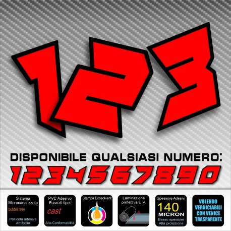 Adesivo numero gara M. 10 numeri Moto Gp CIV SBK Go Kart Scooter Quad Auto