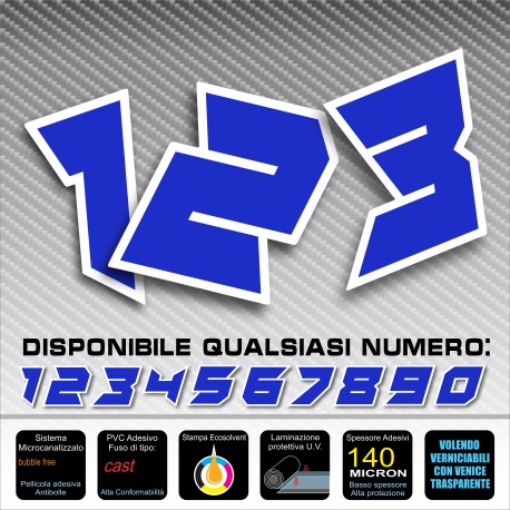 Adesivo numero gara M. 10 numeri Moto Gp CIV SBK Go Kart Scooter Quad Auto