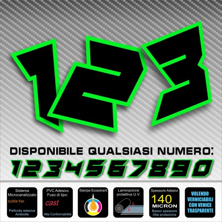 Adesivo numero gara M. 10 numeri Moto Gp CIV SBK Go Kart Scooter Quad Auto