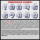 Adesivo numero gara BIANCO -  BLU M. 8 numeri Moto Gp CIV SBK Go Kart Scooter Quad Auto