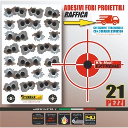 kit adesivi raffica proiettili colpi pistola fori mitra colpo fucile pallottole