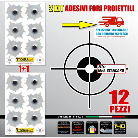 kit adesivi raffica proiettili colpi pistola fori mitra colpo fucile pallottole