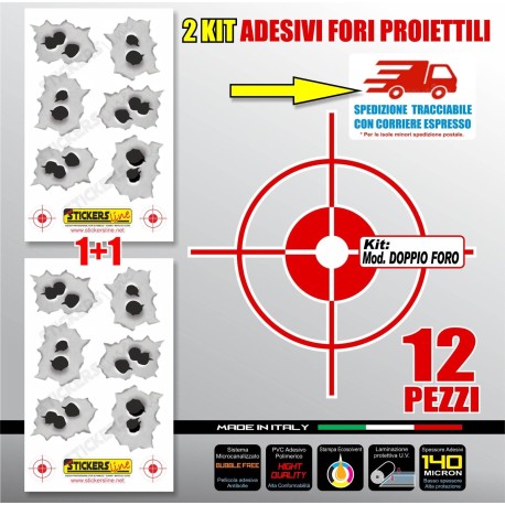 kit adesivi raffica proiettili colpi pistola fori mitra colpo fucile pallottole