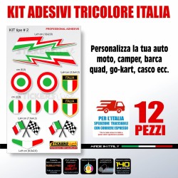 Kit di adesivi tricolore italia bandiera italiana auto moto barca casco bici T2