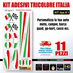 Kit di adesivi tricolore italia bandiera italiana auto moto barca casco bici T1