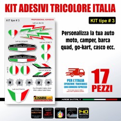 Kit di adesivi tricolore italia bandiera italiana auto moto barca casco bici T3
