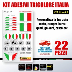 Kit di adesivi tricolore italia bandiera italiana auto moto barca casco bici T4