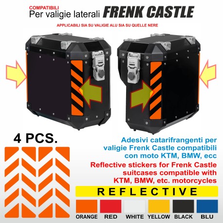 4 Adesivi Catarifrangenti Valigie laterali Frenk Castle BMW GUZZI KTM  DUCATI M4