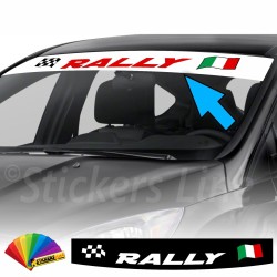 Adesivo fascia parasole RALLY scacchi + tricolore italia per tutte le auto