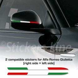 2 adesivi bandiera italia per specchietti Alfaromeo Giulietta tricolore italiano