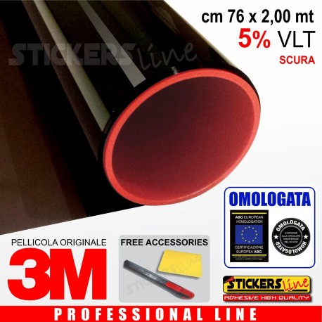Pellicola oscurante Oscuramento Vetri Auto Black Shade 3M™ BS 5% omologata cm 76 x 200
