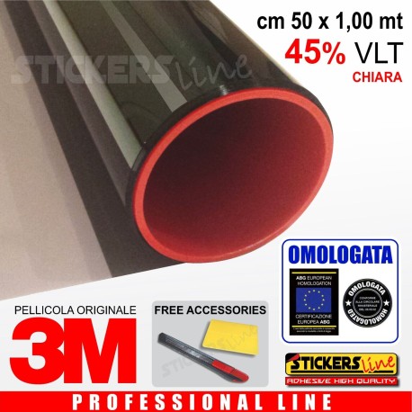 Pellicola oscurante Oscuramento Vetri Auto Black Shade 3M™ BS 45% omologata cm 50 x 1,00 mt