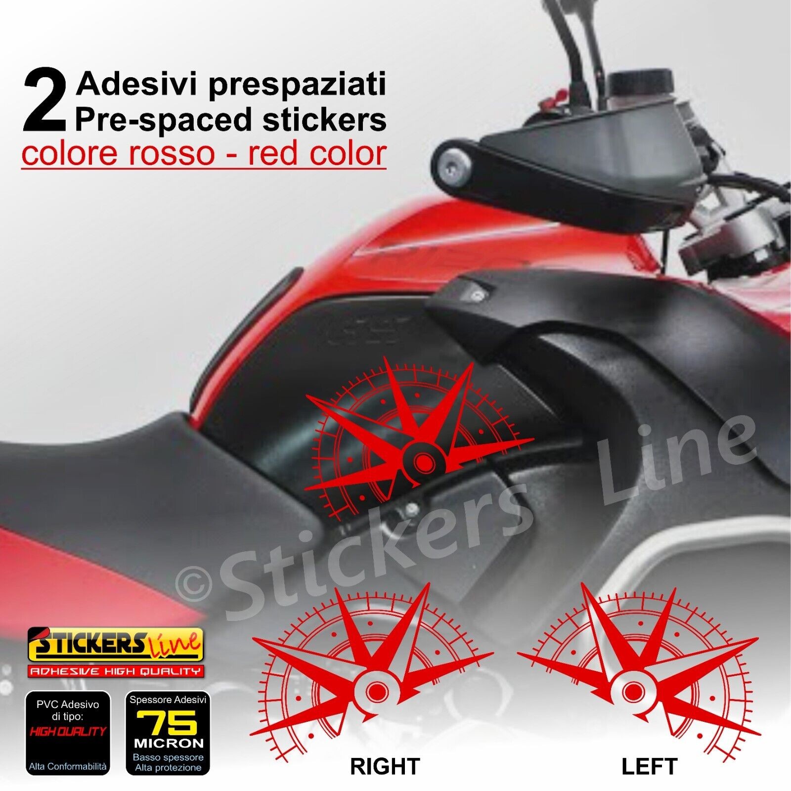 Adesivi Fianco Serbatoio Moto BMW R 1300 Gs Adventure Racing Red Nero - 9