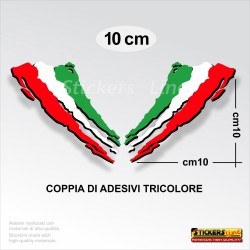 2 PEZZI Adesivi TRICOLORE cm 10 X 10 adesivo graffio italia bandiera italiana striscia