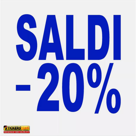 Adesivo SALDI vetrina negozio vetrine negozi adesivi saldi scritte sconti - 20%