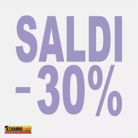 Adesivo SALDI vetrina negozio vetrine negozi adesivi saldi scritte sconti - 30%