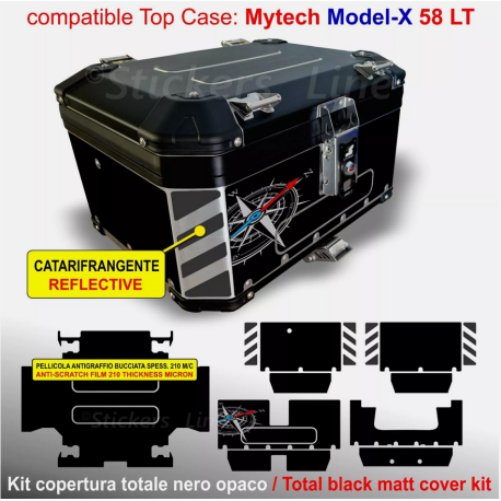 Adesivi Top Case 58 LT MYTECH Model X compatibili BMW KTM Ducati Honda Guzzi T1