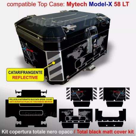 Adesivi Top Case 58 LT MYTECH Model X compatibili BMW KTM Ducati Honda Guzzi T2