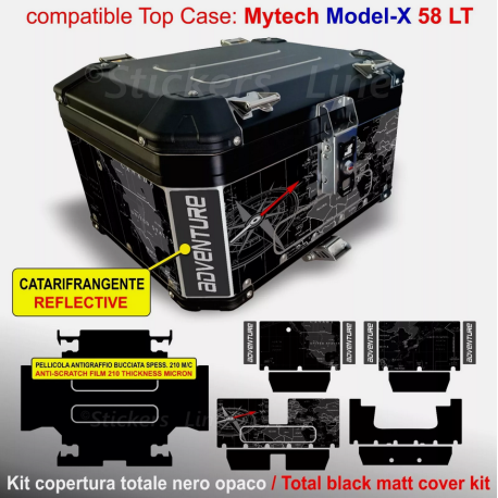 Adesivi Top Case 58 LT MYTECH Model X compatibili BMW KTM Ducati Honda Guzzi Adv