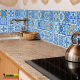 Adesivi piastrelle per cucina, bagno mattonelle portoghesi coverage blu - ocra