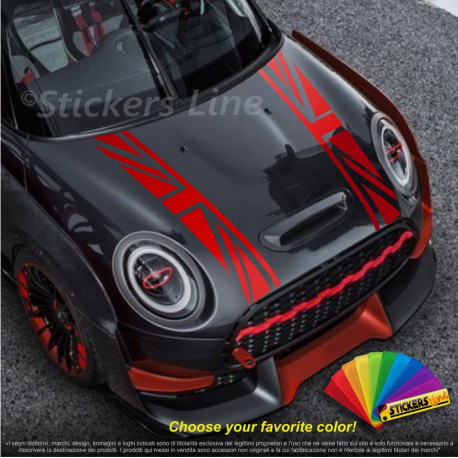 Strisce adesive per cofano Mini Cooper fasce Bandiera Inglese Union Jack