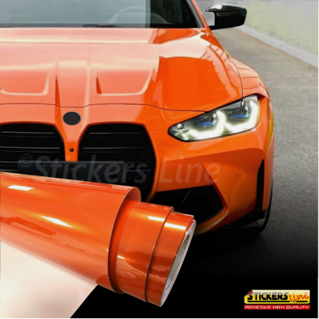 Pellicola adesiva Arancio metallizzato lucido orange car wrapping wrap auto moto