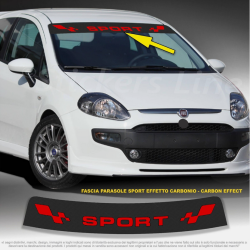 Fascia parasole per Fiat Grande Punto Sport fondo Carbonio scritta Rossa