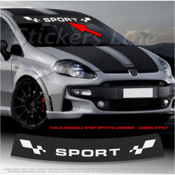 Fascia parasole per Fiat Grande Punto Sport fondo Carbonio scritta Bianca