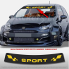 Fascia parasole per Fiat Grande Punto Sport fondo Carbonio scritta Gialla