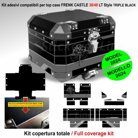 Kit di adesivi Top Case 38/48 LT Frenk Castle MK4 2024 per BMW R1300 GS Style TRIPLE BLACK M.2