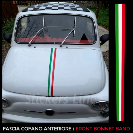 Adesivo Cofano Tricolore su misure per Fiat 500 vecchio modello 500 abarth L ecc