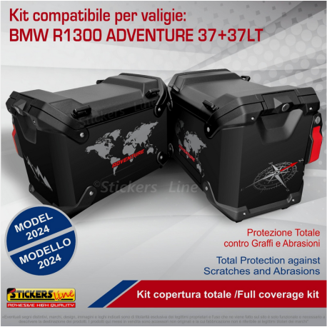 Kit adesivi compatibili per valigie BMW R1300 GS Adventure bags stickers 2024 V2