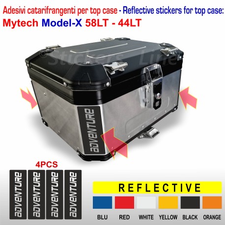 4 Adesivi Catarifrangenti Valigie Mytech Model X  58 - 44 Lt Top Case ADVENTURE Reflective