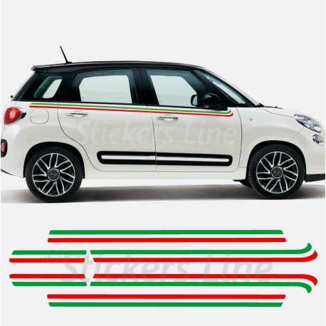 Adesivi Fiat 500L FASCE TRICOLORI Fiat 500 L strisce adesive bandiera italia 500
