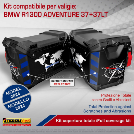 Kit adesivi compatibili per valigie BMW R1300 GS Adventure bags stickers 2024 V3