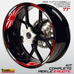 Adesivi moto strisce cerchi BIANCO ROSSO + bandiera giappone yamaha honda suzuki