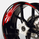 Adesivi moto strisce cerchi BIANCO ROSSO + bandiera giappone yamaha honda suzuki