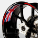 Adesivi strisce cerchi BIANCO ROSSO + bandiera inglese per ruote moto triumph