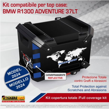 Kit adesivi compatibili per top case BMW R1300 GS ADV bags stickers 2024 T3