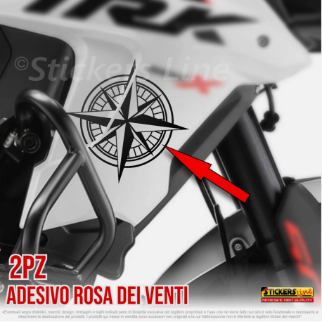 2 Adesivi Rosa dei Venti per fianchetti Benelli TRK 502 decalcomanie bussola
