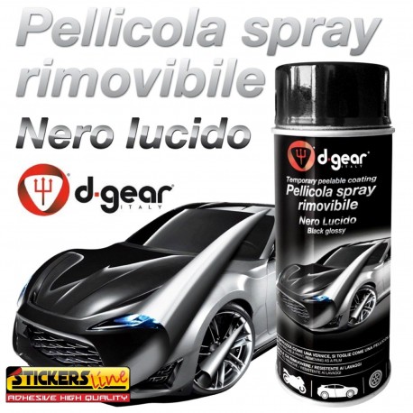Vernice removibile NERO LUCIDO 400ml Pellicola spray D GEAR car wrapping  plasti dip cerchi auto moto - Stickers Line