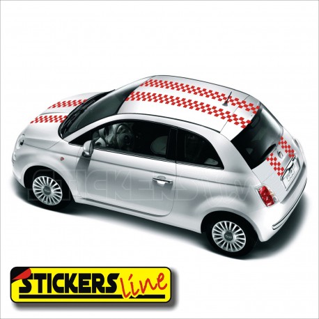 Adesivi FIAT 500 fasce a scacchi strisce a SCACCHIERA