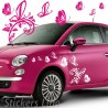 Kit adesivi FARFALLE (mod4) 42 pezzi SMART FIAT 500 fiori auto moto car stickers
