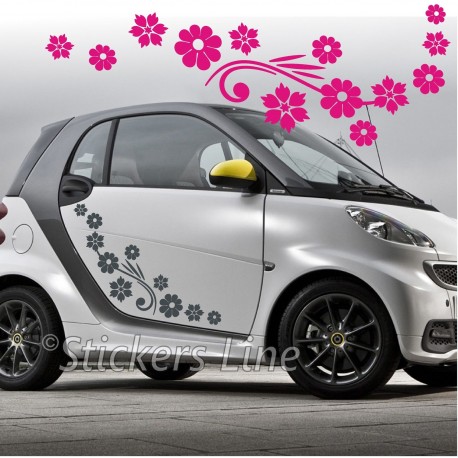 Kit adesivi FIORI (mod.5) 74 pezzi SMART FIAT 500 fiori auto moto car stickers