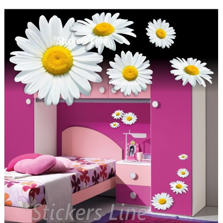 Kit adesivi MARGHERITE (mod.3) FIORI 28 pz. SMART FIAT 500 MOTO CASA ARREDAMENTO