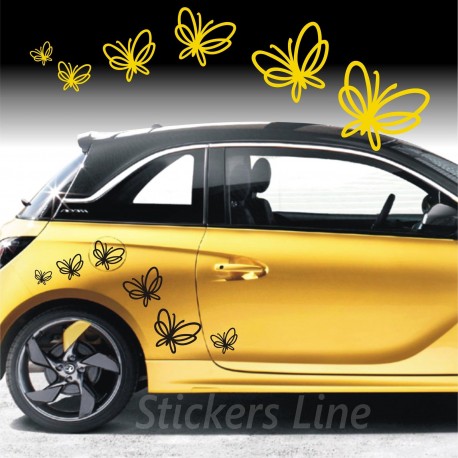 Kit adesivi FARFALLE (mod7) 44 pezzi SMART FIAT 500 fiori auto moto car stickers