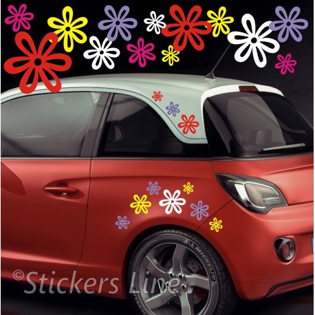 Kit adesivi FIORI (mod.8) 60 pezzi SMART FIAT 500 auto moto vespa casco flowers