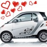 Kit adesivi CUORI (mod1) 32 pezzi SMART FIAT 500 auto moto vespa casco cuoricini