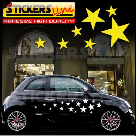 Kit adesivi auto STELLE 33PEZZI adesivi stelle SMART FIAT 500 car stars stickers